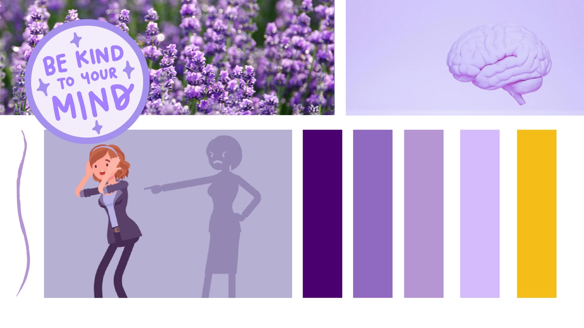 Mindly typography, color palette, and moodboard