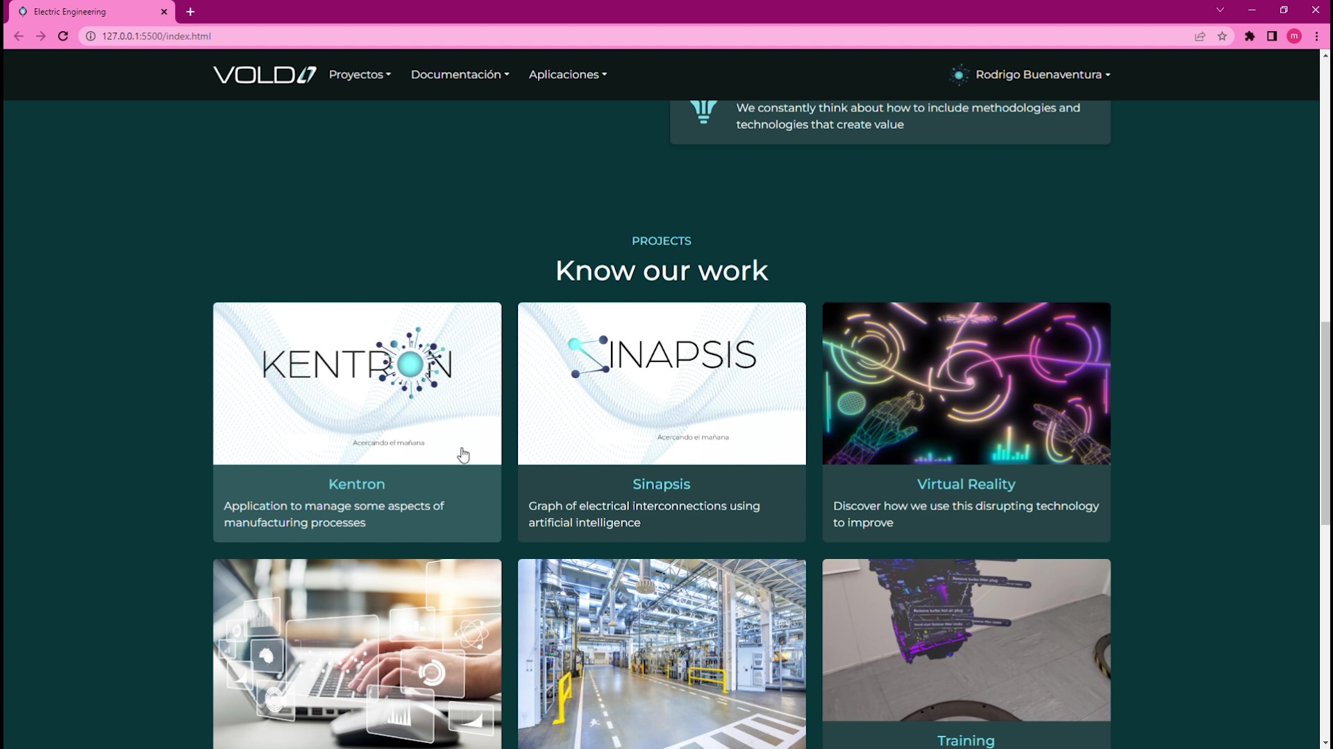 Screenshot of the website in a browser