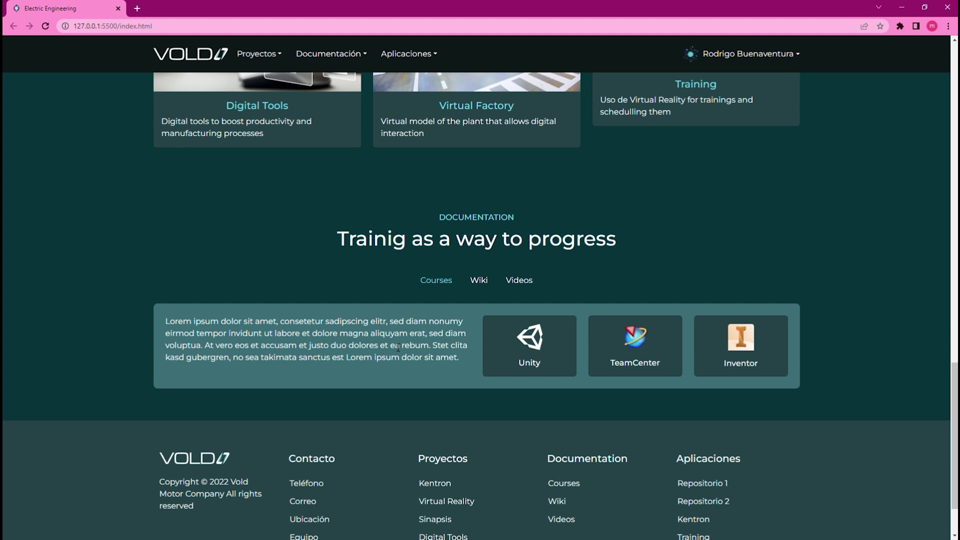 Screenshot of the website in a browser