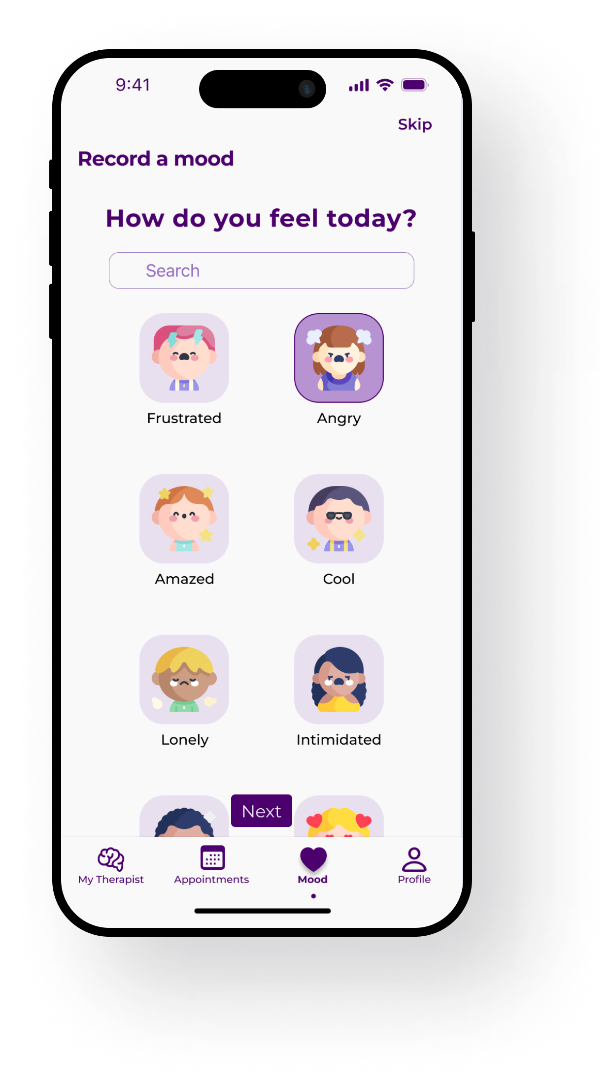 Mockup of the application