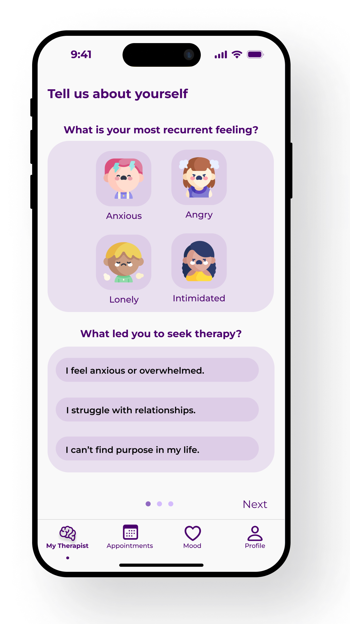 Mockup of the application