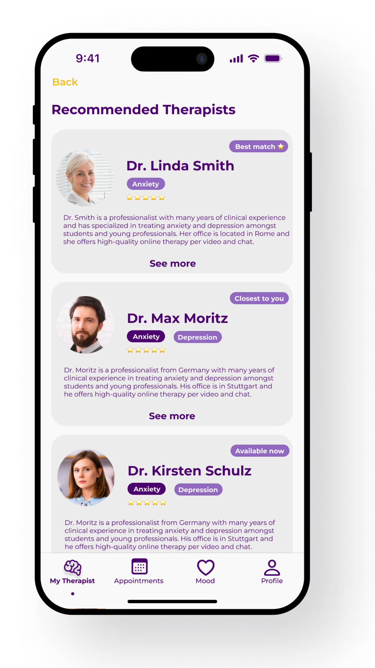 Mockup of the application