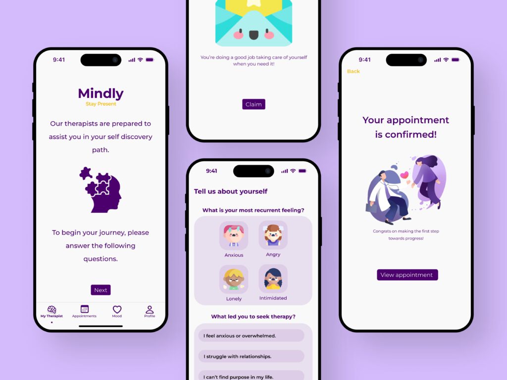 Mockups of the application